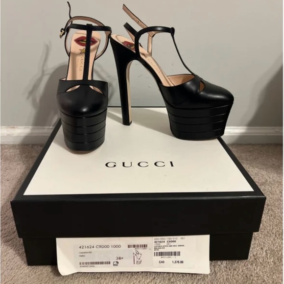 Gucci platform black heels 38.5 - Picture 1 of 4